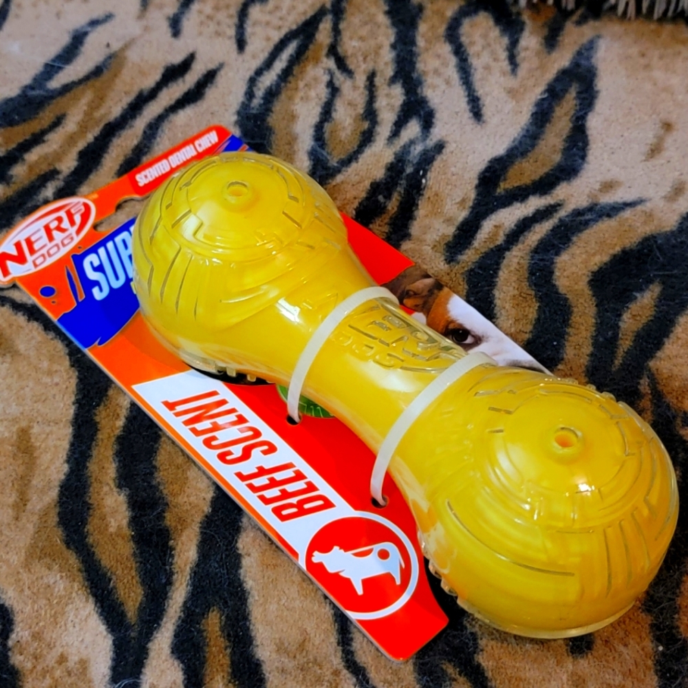 Nerf Dog Puppy Yellow Beef Scented Chew Dental Toy